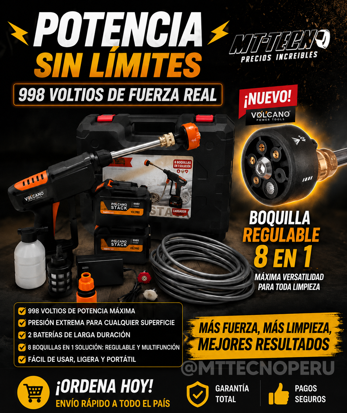HIDROLAVADORA VOLCANO 998V | 8 EN 1