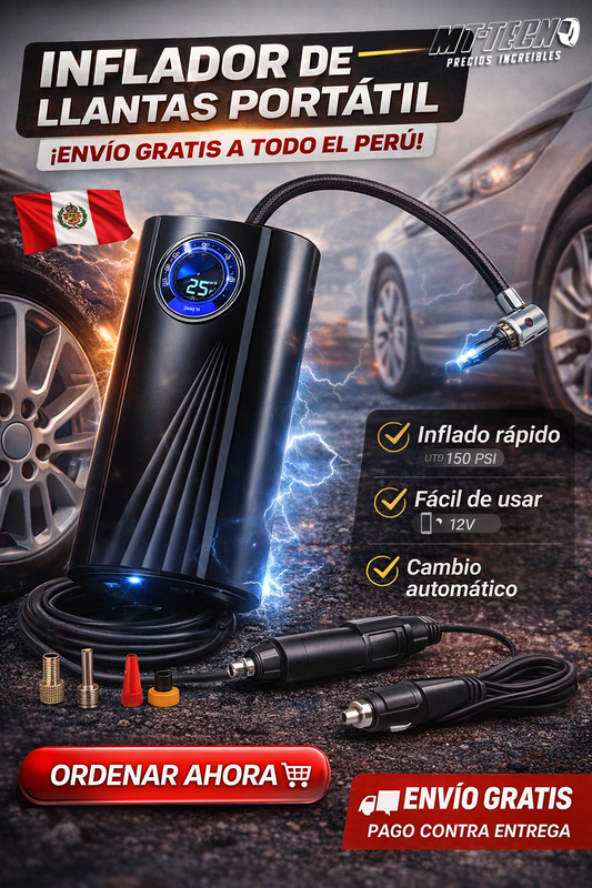 Inflador Portátil Pro 150 PSI para Auto y Moto