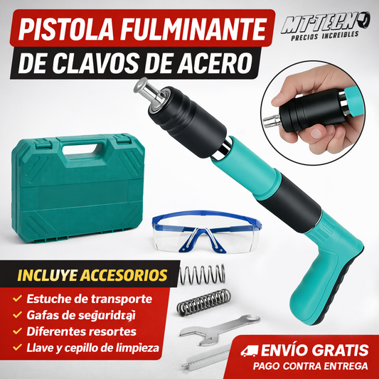 Pistola Fulminante de Clavos de Acero con Accesorios
